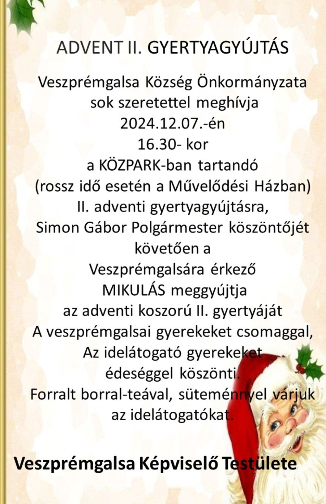 Advent II. gyertyagyújtás Veszprémgalsán