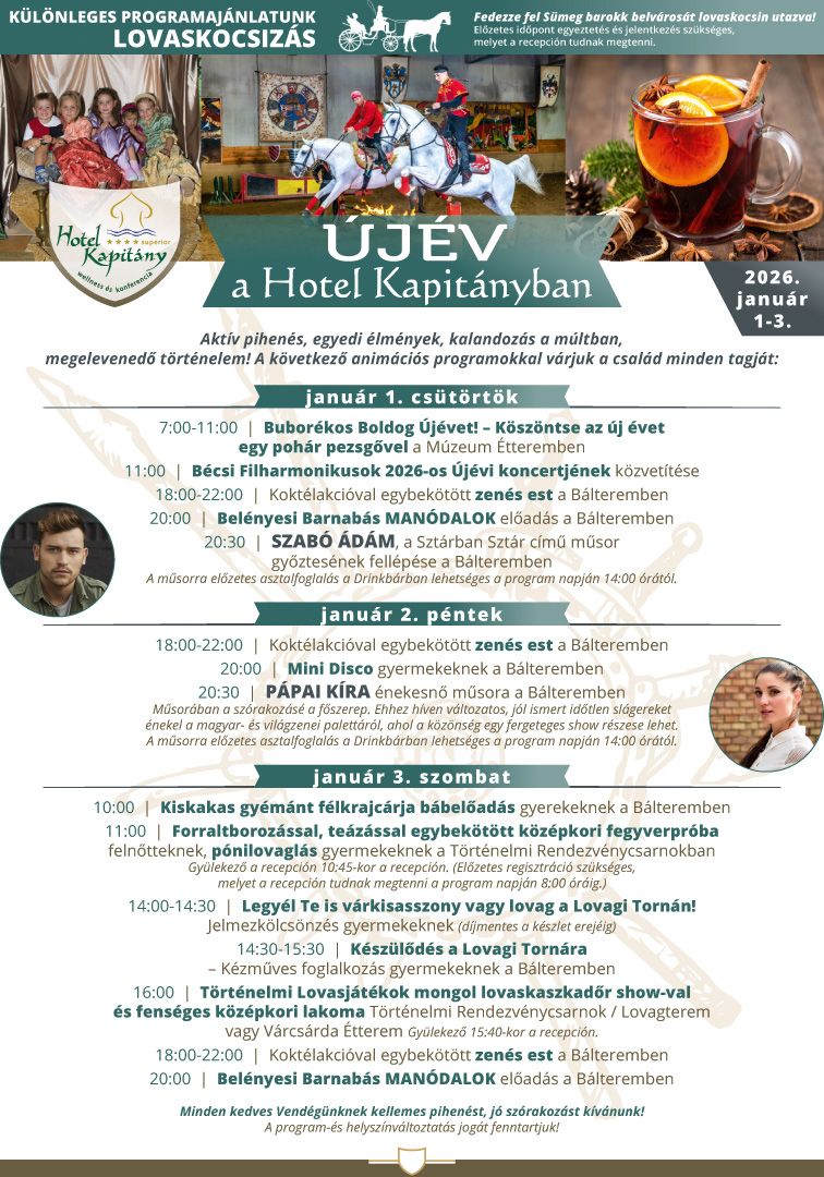 Újévi programok a Hotel Kapitányban