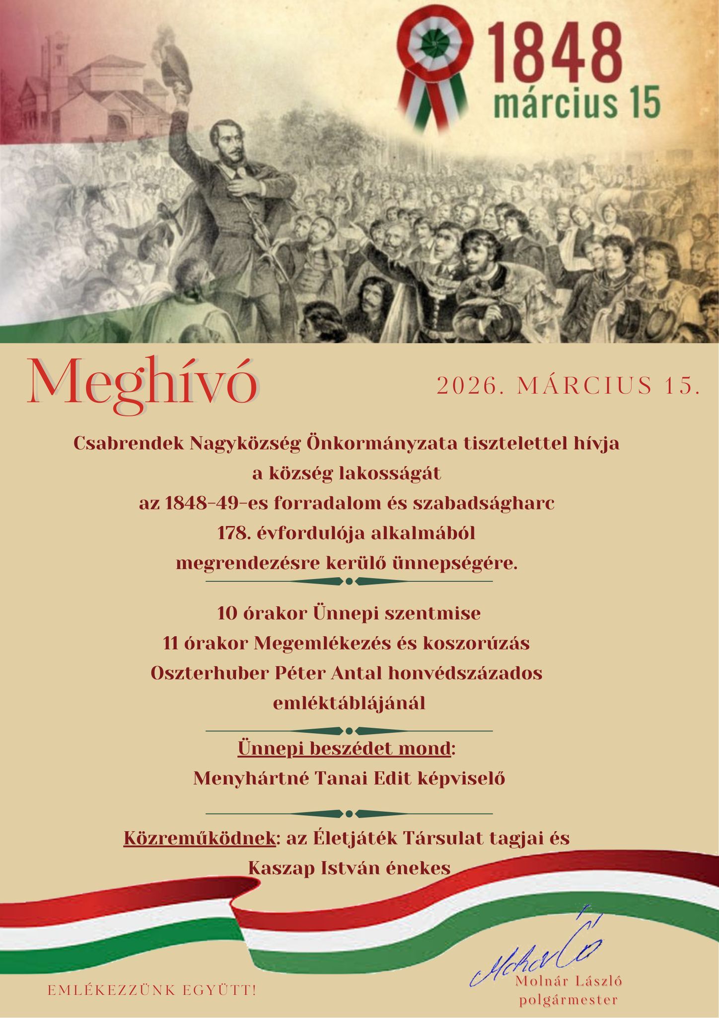 Márciusi ünnepség Csabrendeken