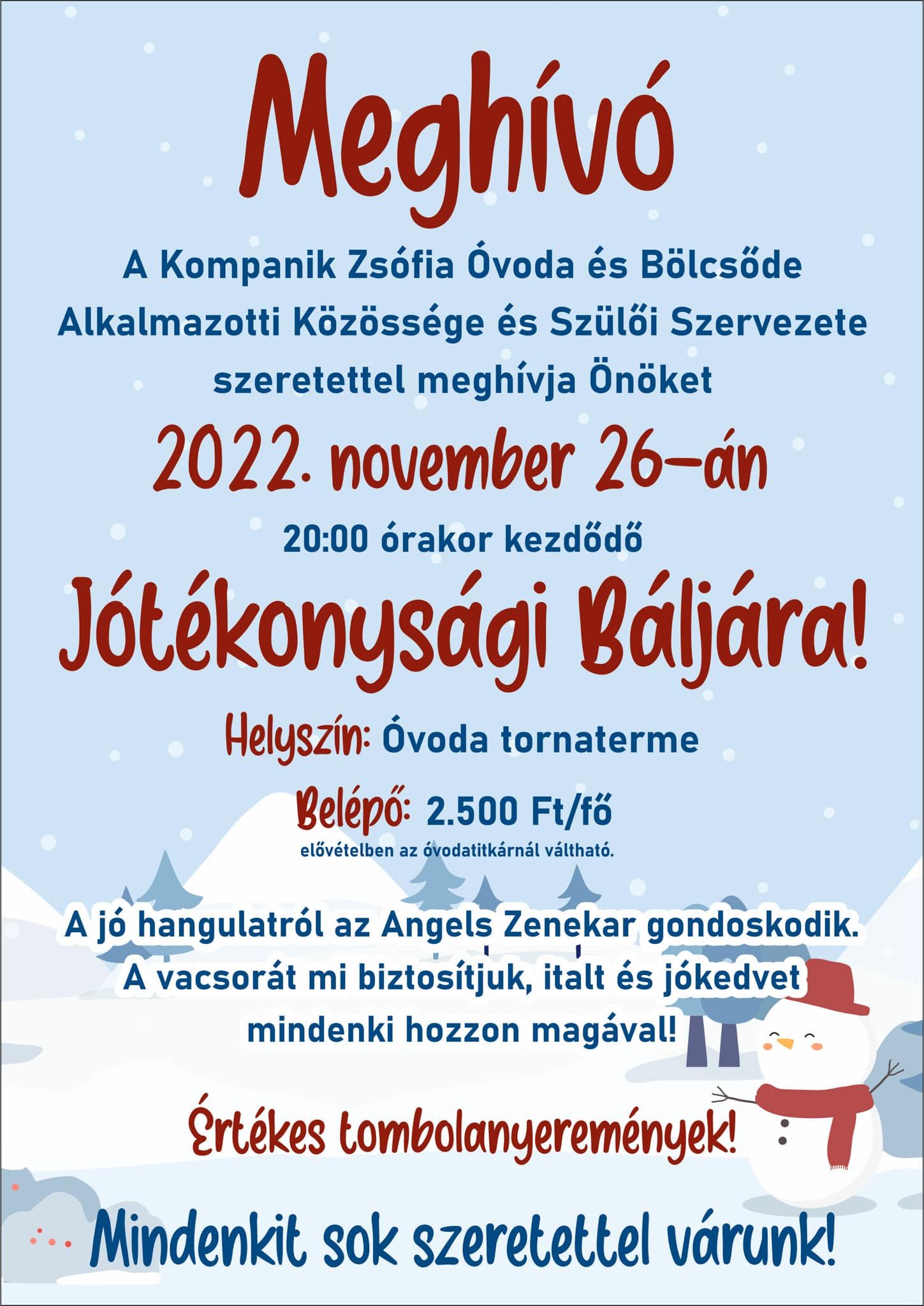 Jótékonysági bál a Kompanik Zsófia Óvoda és Bölcsőde Szervezésében