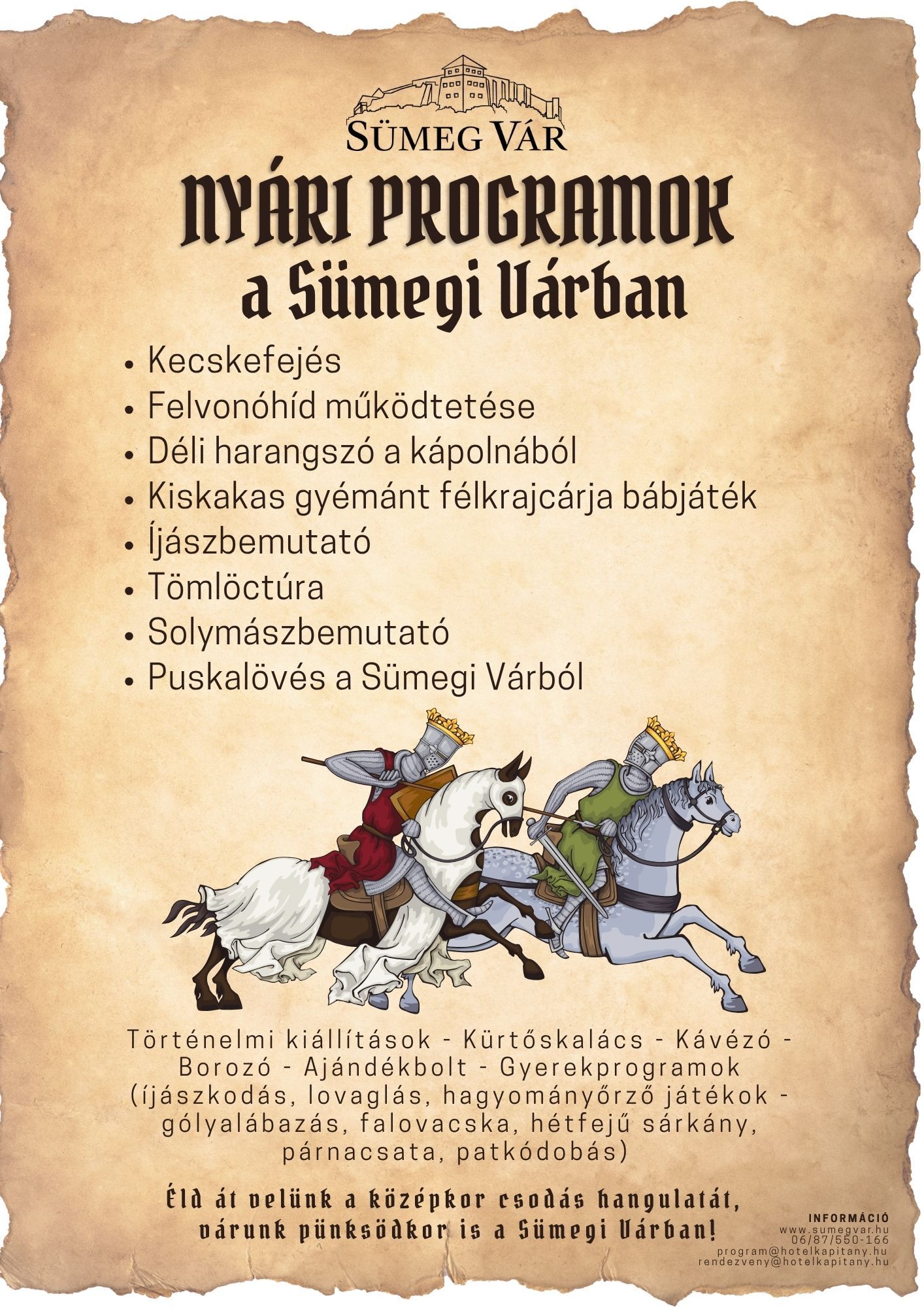 Nyári programok a sümegi várban